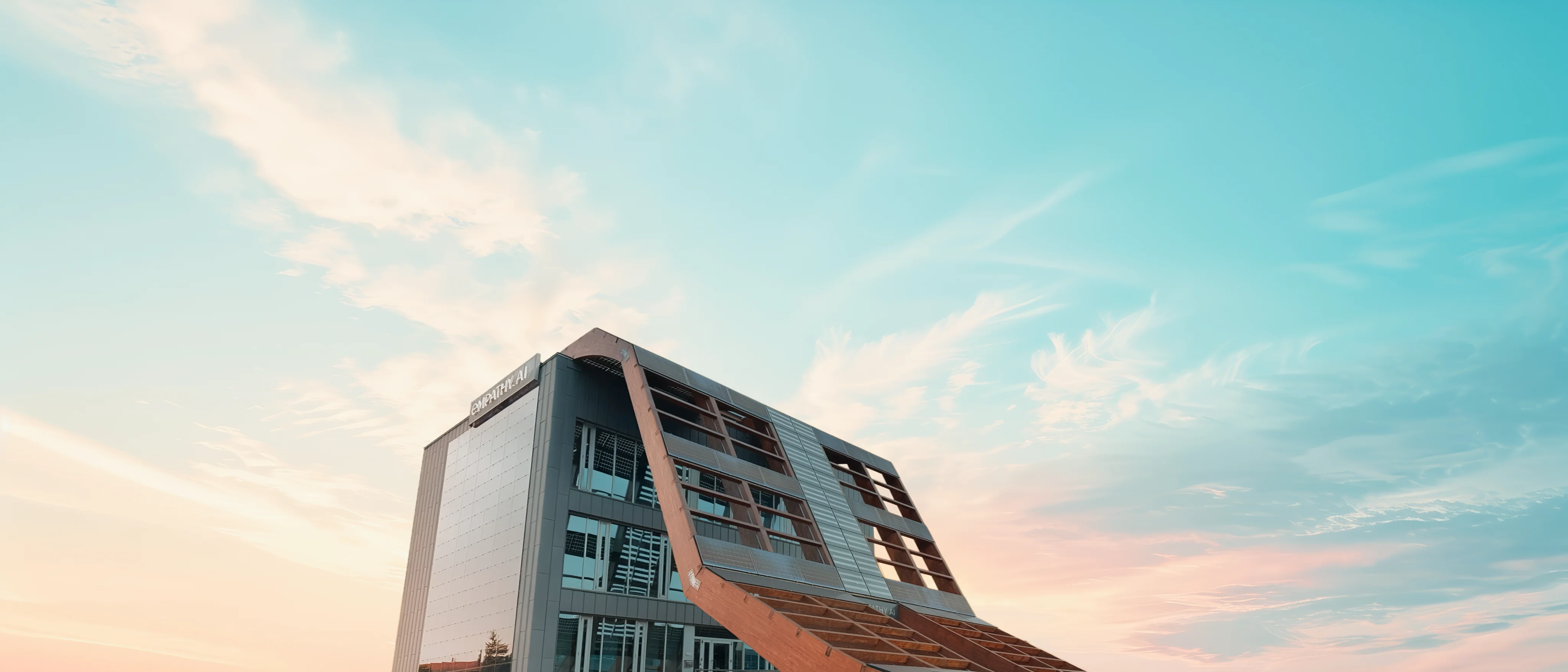 Empathy.AI bioclimatic headquarters at sunset in Asturias, Spain
